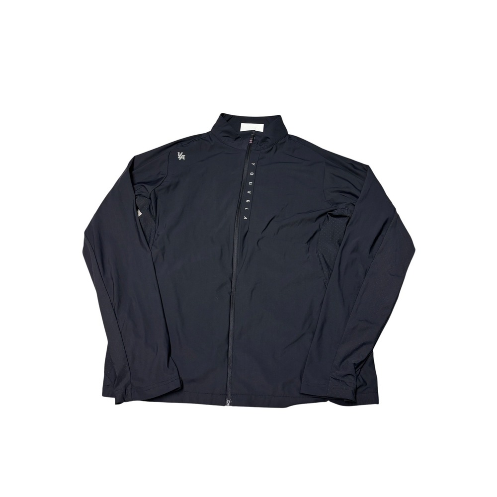 YoungLA Mens Full Zip Performance Track Jacket Black Perforated Large
